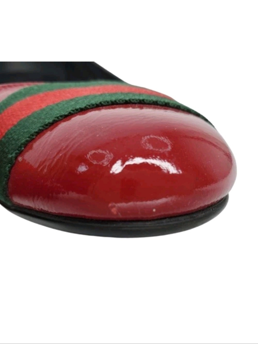 Gucci Red Patent Leather Web Stripe Ballet Flats - Picture 4 of 9